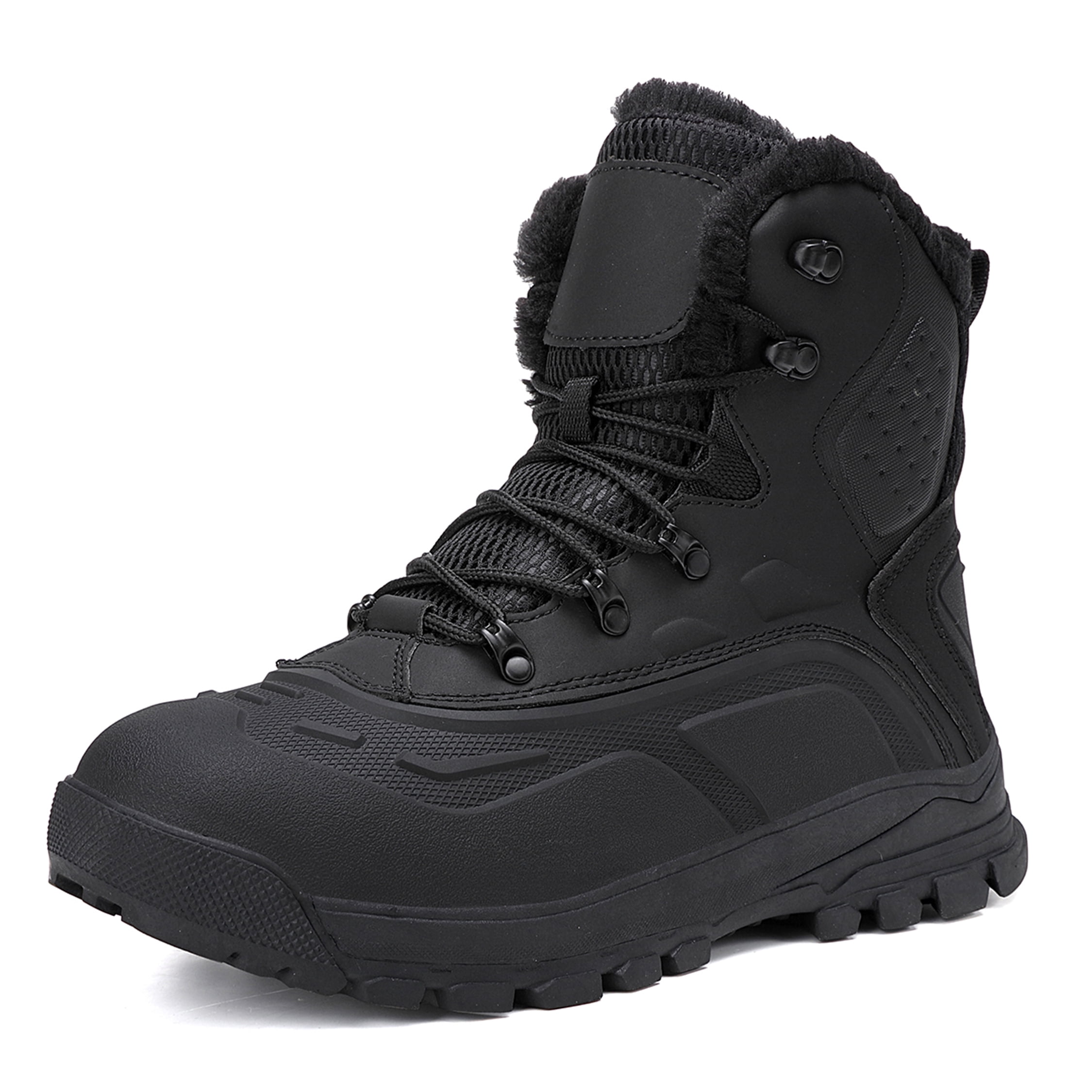 YOURDIARY Men's Ankle-High Waterproof Hiking Boots Snow Boots Outdoor Shoes Trekking Trails Faux Fur Lined