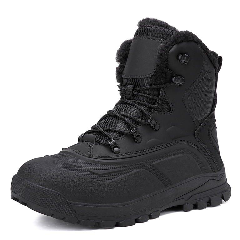 Men’s Black Winter Snow Boots • Faux Fur Lined Waterproof Outdoor Trekking Boot Amazon.com | WCXTY Mens Snow Boots Waterproof Insulated  main image 2