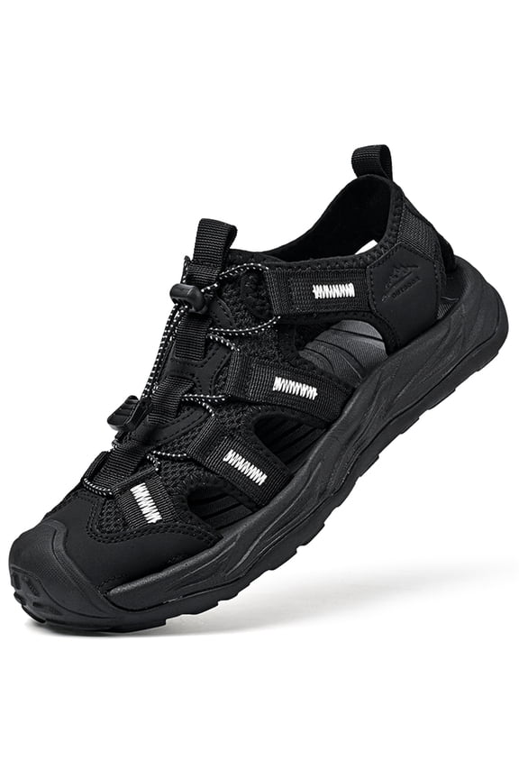 Men's Closed Toe Hiking Sandals, Quick Drying Non-Slip Outdoor Water Beach Shoes for Men, Breathable Adjustable Summer Sandals for Camping Trekking