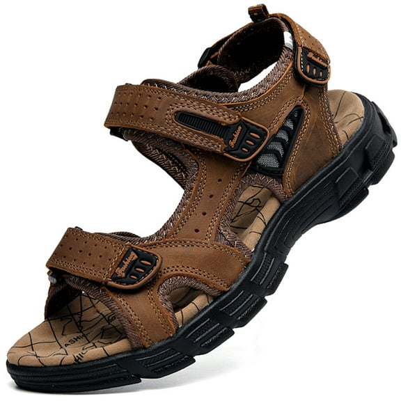 YOURDIARY Men's Outdoor Sandals Beach Sandals Leather Closed Toe Fisherman Sandal