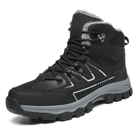YOURDIARY Men's Snow Boots Warm Fur Lined Winter Hiking Boots Non-Slip Outdoor Ankle High-Top Shoes Trekking Trail