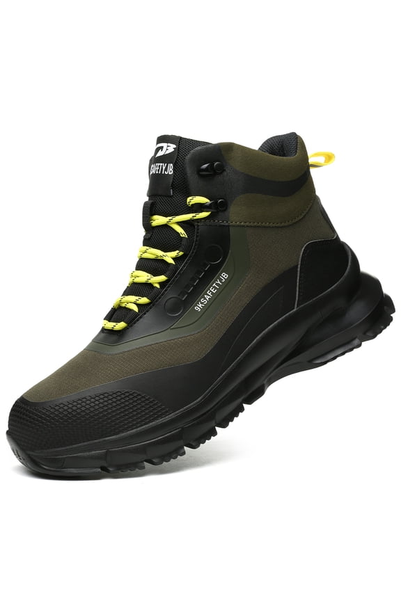 Men's Steel Toe Safety Boots Waterproof Slip-Resistant High-Top Safety Shoes for Industrial & Construction Use