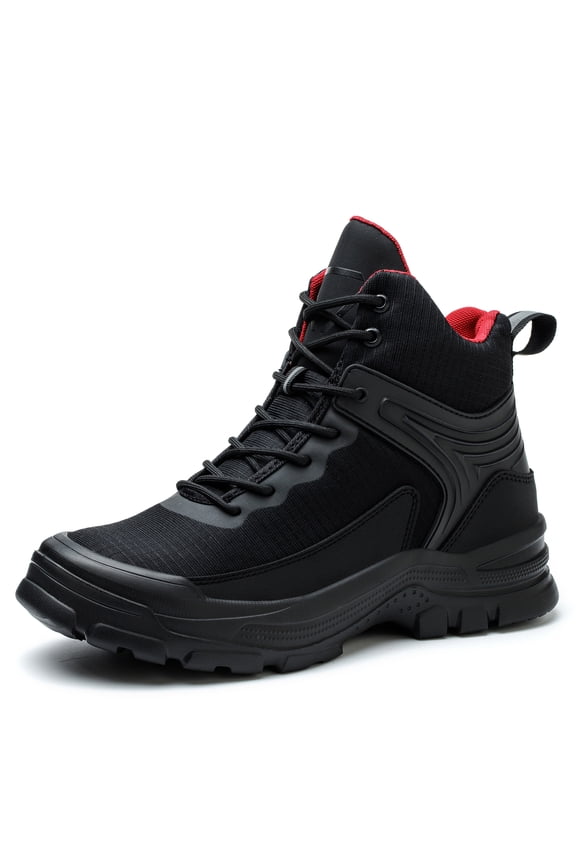Men's Steel Toe Safety Work Boots, High Top Slip Resistant Puncture Proof Kevlar Midsole Industrial Work Shoes for Construction Warehouse