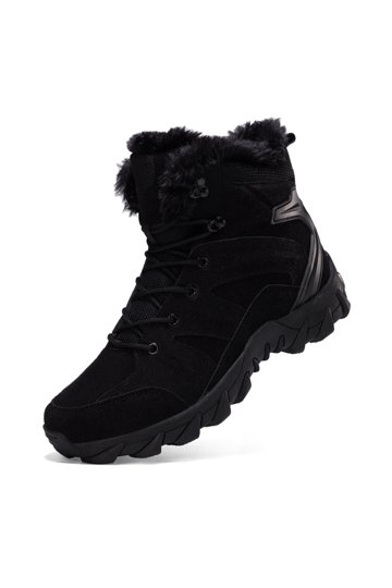 Outdoor Mens Black Winter Boots Faux Fur Lined Lace Up Hiking Snow Shoes Size 44 s-l400.jpg main image 2