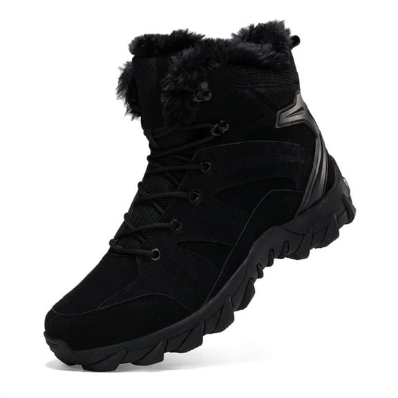 YOURDIARY Men's Waterproof Warm Winter Hiking Snow Boots Combat Boots Faux Fur Lined