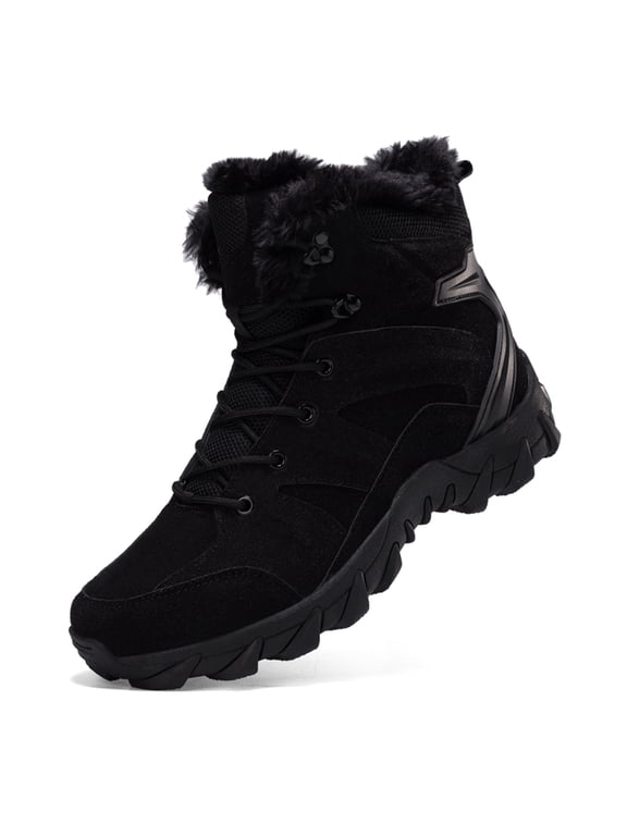 Men's Waterproof Warm Winter Hiking Snow Boots Combat Boots Faux Fur Lined
