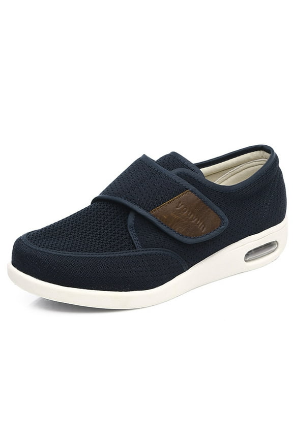 Men's Wide Width Shoes Adjustable Lightweight for Diabetic Edema Plantar Swollen Shoes, Blue 7