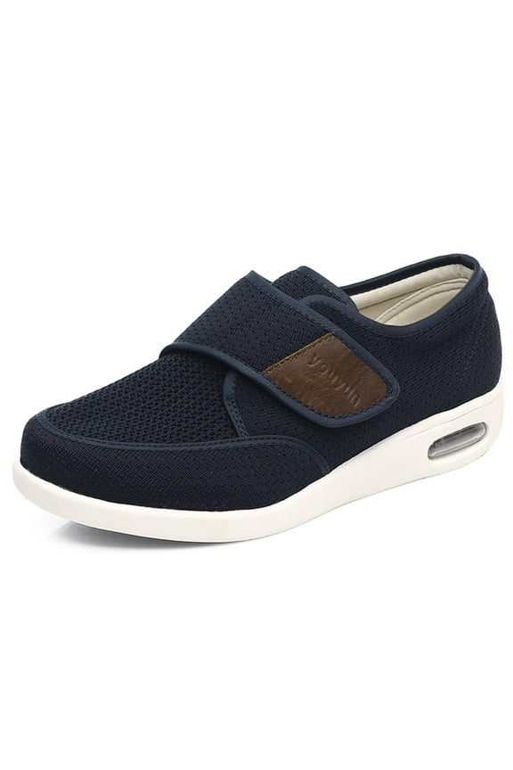 Men's Wide Width Shoes Adjustable Lightweight for Diabetic Edema Plantar Swollen Shoes, Blue 8.5