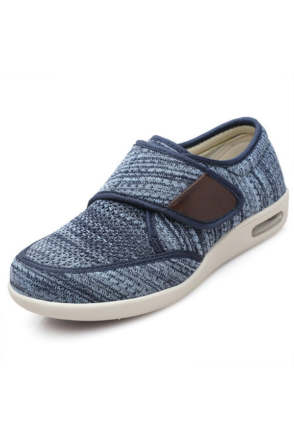 Men's Wide Width Shoes Adjustable Lightweight for Diabetic Edema Plantar Swollen Shoes, Blue 8