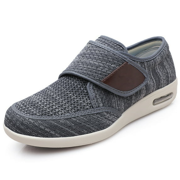 YOURDIARY Men's Wide Width Shoes Adjustable Lightweight for Diabetic Edema Plantar Swollen Shoes, Dark Gray 13.5