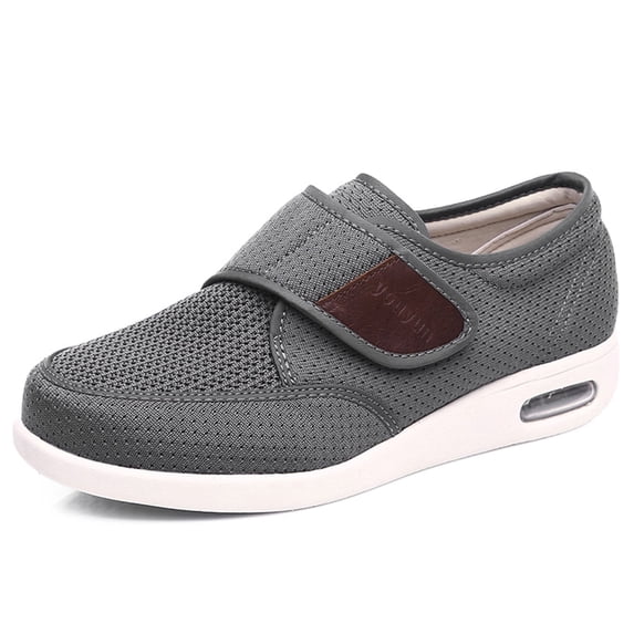YOURDIARY Men's Wide Width Shoes Adjustable Lightweight for Diabetic Edema Plantar Swollen Shoes, Gray 8