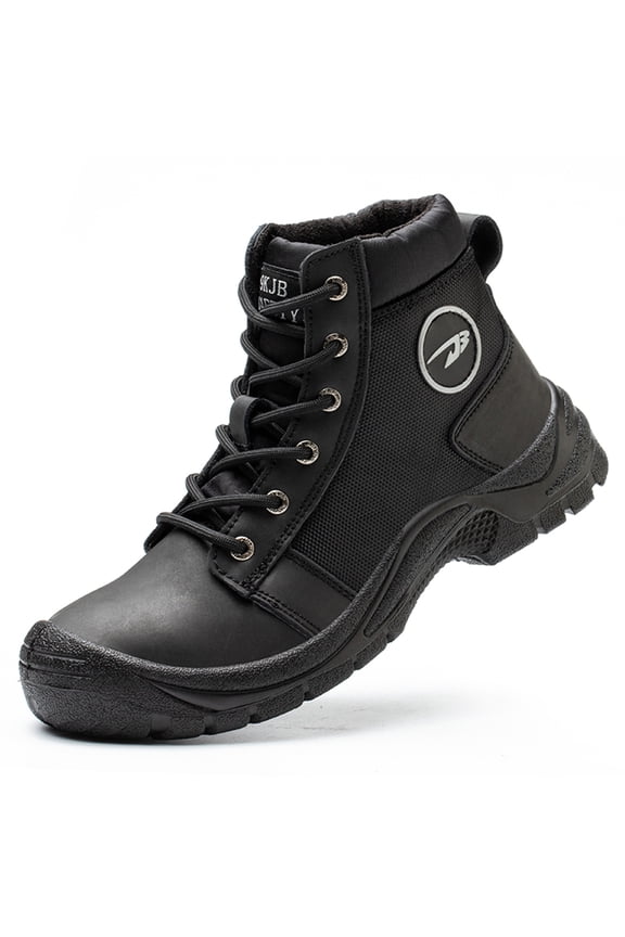 Mens Steel Toe Safety Work Boots, Slip Resistant Puncture Proof Comfort Industrial Construction Shoes