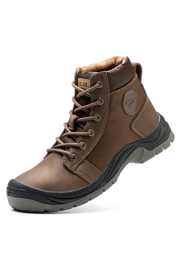 Mens Steel Toe Safety Work Boots, Slip Resistant Puncture Proof Comfort Industrial Construction Shoes