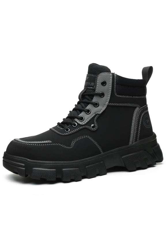 Mens Steel Toe Safety Work Shoes, Puncture Resistant & Non-Slip Industrial Construction Boots