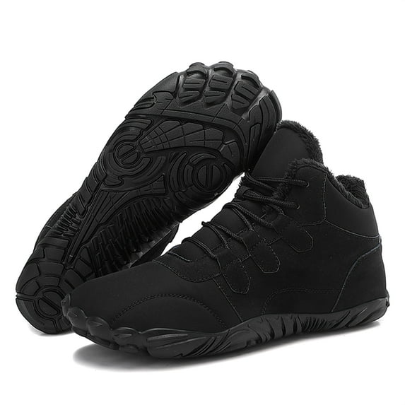 YOURDIARY Mens Winter Hiking Snow Boots Warm Minimalist Wide Toe Box Zero Drop Sole Outdoor Anti-Slip Ankle Booties