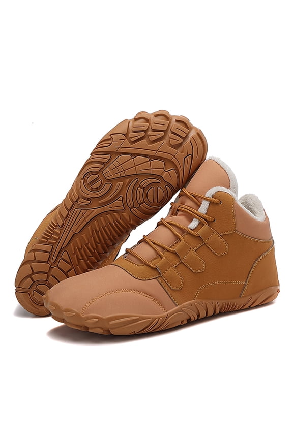 Mens Winter Hiking Snow Boots Warm Minimalist Wide Toe Box Zero Drop Sole Outdoor Anti-Slip Ankle Booties