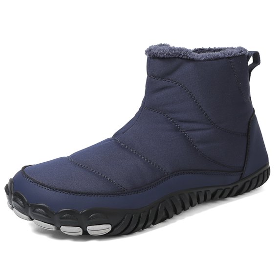 YOURDIARY Mens Womens Winter Warm Faux Fur Lined Snow Boots Zero Drop Wide Toe Box Waterproof Barefoot Shoes Hike Walking Outdoor Footwear