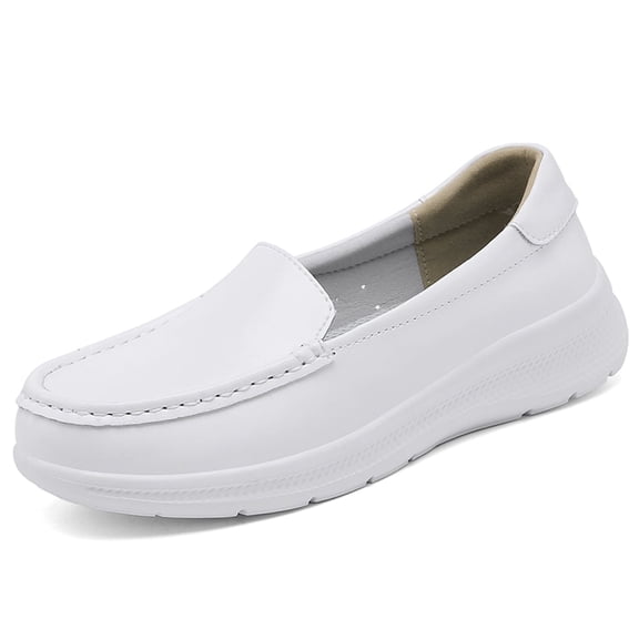 YOURDIARY Women's Nursing Shoes, Lightweight Breathable Round Toe Moccasin Work Flats, Comfort Slip On Nurse Shoes for All-Day Standing