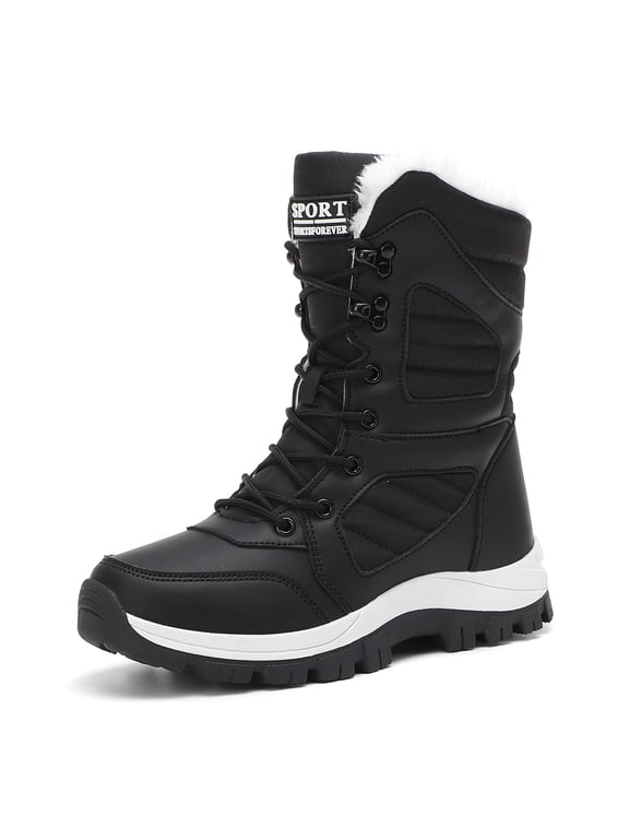 Women's Snow Boots Winter Outdoor Warm Waterproof Mid-Calf Booties Faux Fur Lined