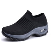 YOURDIARY Womens Slip-On Comfort Walking Shoes, Breathable Knit Casual Sneakers for Daily Walking, Travel, and All-Day Wear