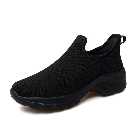 YOURDIARY Women's Walking Shoes Lightweight Slip-on Flats Breathable All Black