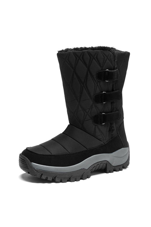 Womens Snow Boots Outdoor Waterproof Winter Hiking Boots Faux Fur Lining Hook & Loop Closure