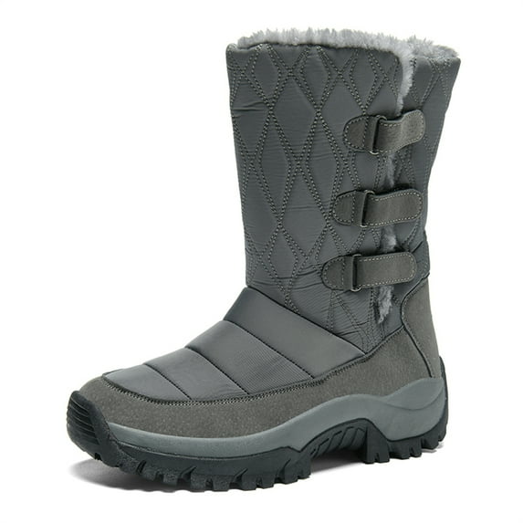 YOURDIARY Womens Snow Boots Outdoor Waterproof Winter Hiking Boots Faux Fur Lining Hook & Loop Closure