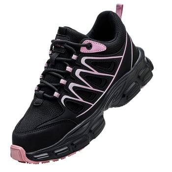 YOURDIARY Womens Steel Toe Safety Shoes, Non Slip Puncture Resistant Breathable Work Footwear for Industrial Warehouse