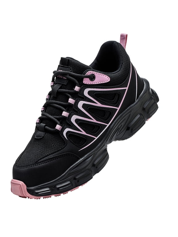 Womens Steel Toe Safety Shoes, Non Slip Puncture Resistant Breathable Work Footwear for Industrial Warehouse