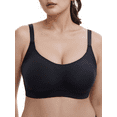 thumbnail image 1 of YOURISS Plus Size Wireless Bra for Women Full Coverage Seamless Support Comfort Black 2XL Everyday T-Shirt Bra with Wide Straps, 1 of 8