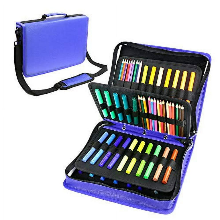YOUSHARES Colored Pencil & Gel Pen Case in Large Flexible Slot - PU Leather  Colored Pencil Case with Zipper Holds 180 Colored Pencils or 140 Gel Pens