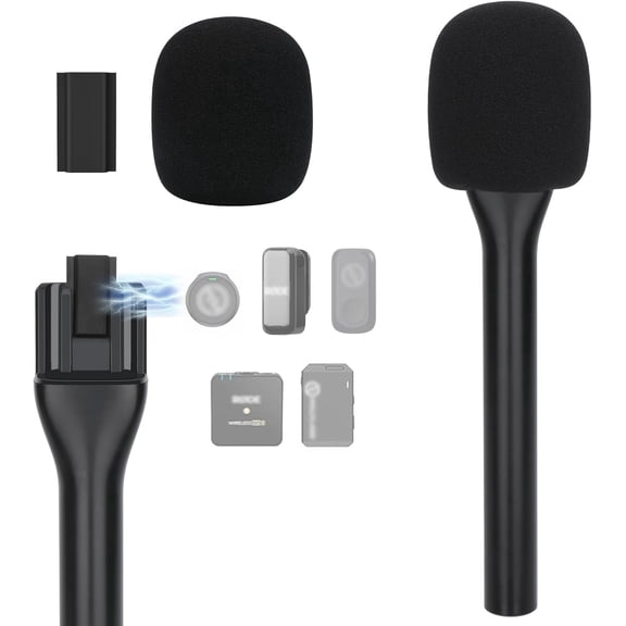 YOUSHARES Handheld Interview Microphone Holder for Hollyland Lark M2 - Iron Magnetic Slide Rail fits Hollyland Lark A1/MAX/150 & Rode/DJI Magnetic Lavalier Wireless Mics