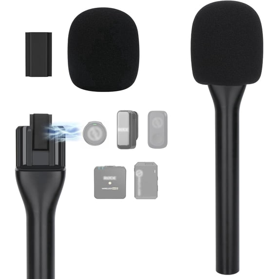 YOUSHARES Handheld Interview Microphone Holder for Hollyland Lark M2 - Iron Magnetic Slide Rail fits Hollyland Lark A1/MAX/150 & Rode/DJI Magnetic Lavalier Wireless Mics