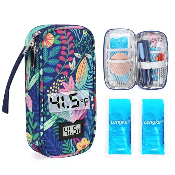 YOUSHARES Insulin Cooler Travel Case with 2 Ice Pack - TSA Approved Diabetic Medication Pen Cooling Bag with Temperature Display, Refrigerated Diabetes Supplies Organizer Insulated Storage Kit