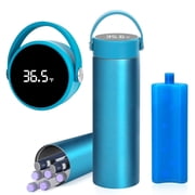 YOUSHARES Insulin Cooler Travel Case with Temperature Display - 48H Cooling Medical Cooler Bag, TSA Approved Diabetic Medication Storage for Insulin Pens, Portable Fridge for 1-7 EpiPensBlue