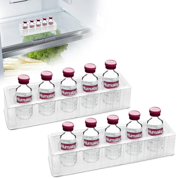YOUSHARES Insulin Refrigerator Storage Tray - 10ml Peptide Vial Holder, 5-Slots Diabetic Insulin Organizer Case Compatible with U-100 Vials 24mm (0.94 inches) Diameter - 2 Packs