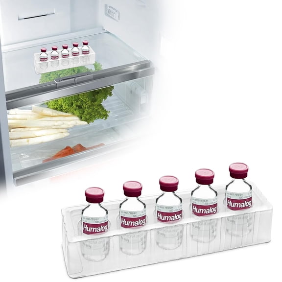 YOUSHARES Insulin Refrigerator Storage Tray - 10ml Peptide Vial Holder, 5-Slots Diabetic Insulin Organizer Case Compatible with U-100 Vials 24mm (0.94 inches) Diameter - 2 Packs