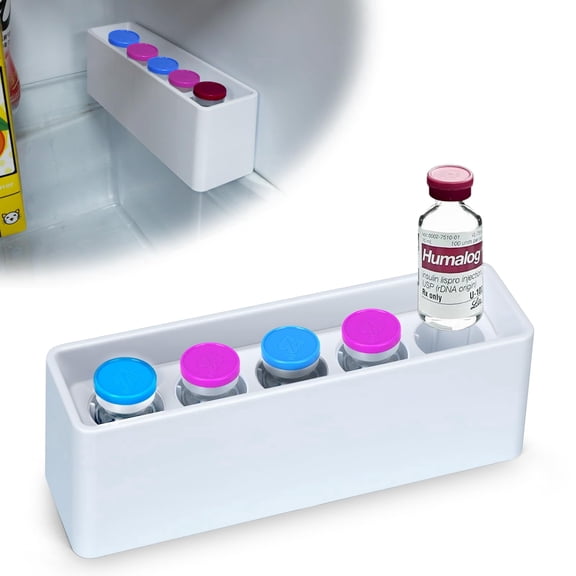 YOUSHARES Insulin Vial Case Fridge Holder - Stackable Storage Caddy Peptide Vials Protector, 5-Slots Diabetes Supplies Organizer Small Bottle Refrigerator Fits Standard 10ml U-100 Vials