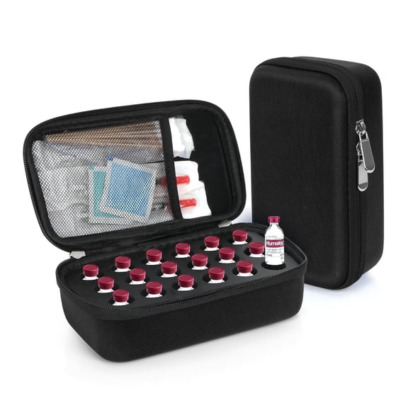YOUSHARES Insulin Vial Holder - 18 Slot Peptide Travel Storage Fits Standard 10ml U-100 Vials, Peptide Case for Fridge, Portable Insulation Insulin Cooler Travel Case for Refrigerator Storage
