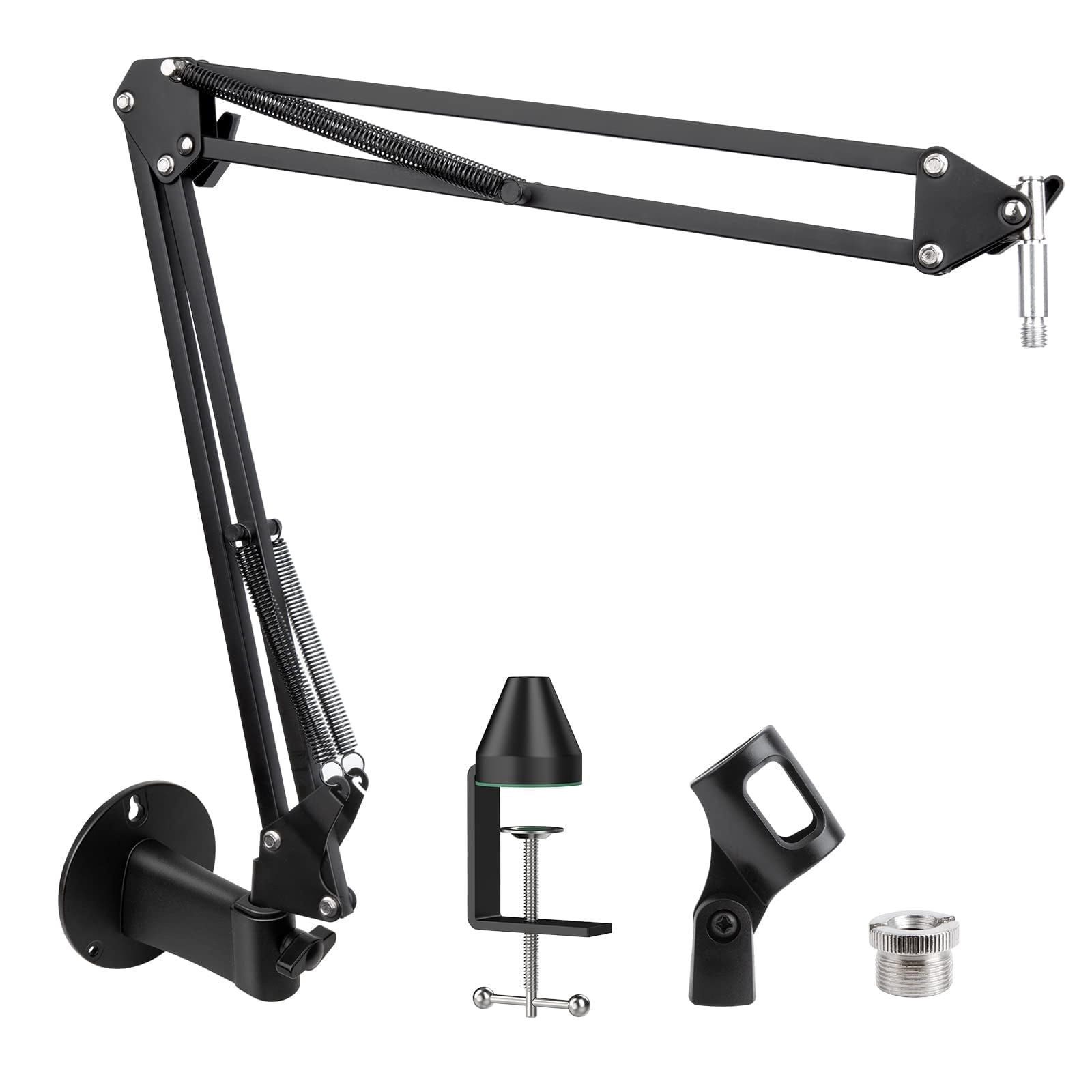 YOUSHARES Mic Stand - Microphone Arm with Upgraded Heavy Duty Clamp, Wall Mount and Universal Mic Holder for Blue Yeti / QuadCast ＆ Other Mics