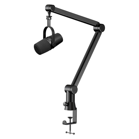 YOUSHARES Microphone Boom Arm - Weighted Metal Mic Arm Compatible with HyperX QuadCast Mic, Blue Yeti, Rode, Razer and Most USB Mic, Flexible Mic Boom Arm Desk Mount with 5 Freely Adjustable Joints