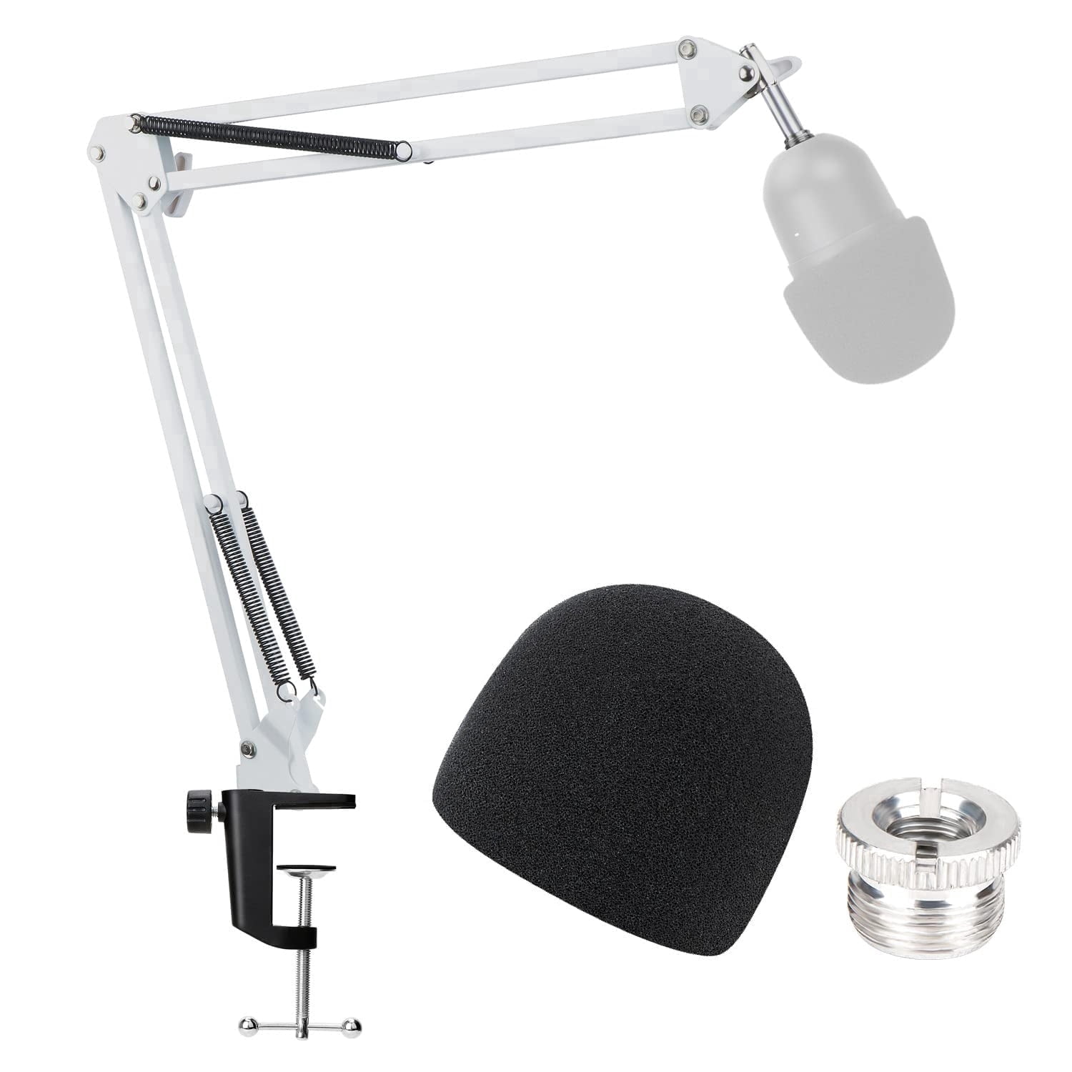YOUSHARES Razer Seiren Mini Boom Arm with Pop Filter - Mic Stand with Foam Cover Windscreen Compatible with Razer Seiren Mini Streaming Microphone(White)