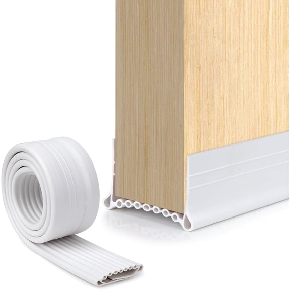 YOUSHARES Under Door Draft Stopper - Strong Adhesive Seal Blocker, Soundproof Sweep, Weather Stripping, Noise Insulator for Bottom of Doors(White)