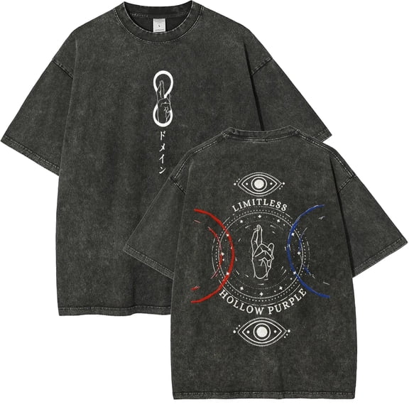 YOUSHENGER Anime Satoru Washed T-Shirt Casual Gojo Cotton TShirts Men Women Pullover Short Sleeve Tee Shirt