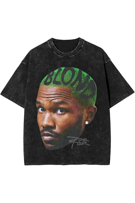 Frank Washed Cotton T-Shirt Men Women Tee Tops Fashion Ocean O-Neck Rapper Loose TShirts
