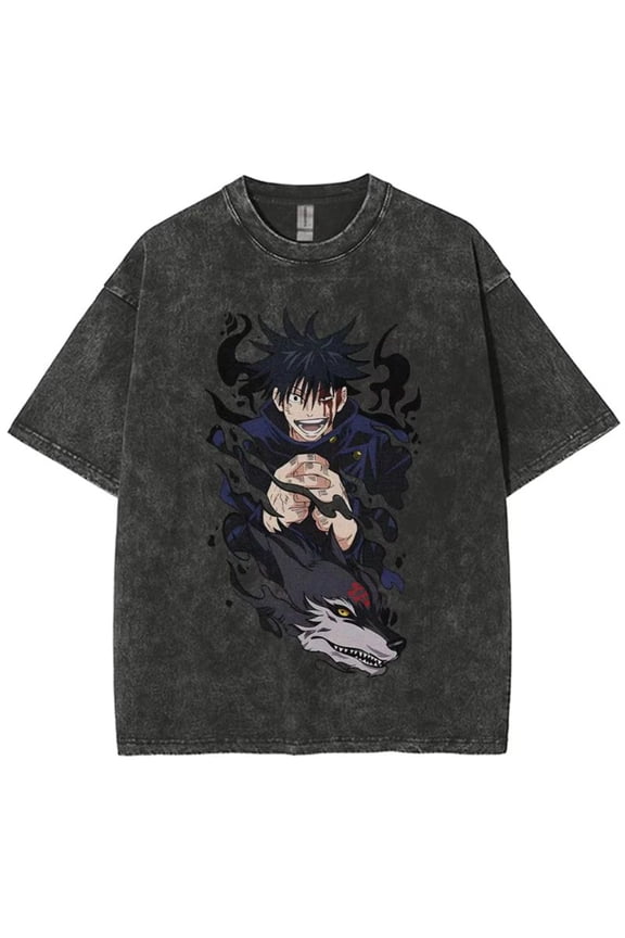 Loose Cotton T-Shirt Men Women Summer Satoru Tees Fashion Gojo Washed Vintage Short Sleeve TShirts
