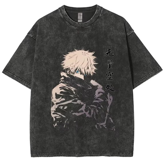 YOUSHENGER Satoru T-Shirt Men Women Summer Tees Fashion Gojo Washed Vintage Short Sleeve Cotton TShirt