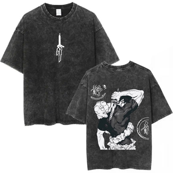 YOUSHENGER Summer Anime Satoru Cotton TShirt Men Short Sleeve Tees Hot Print Gojo Washed Crewneck T-Shirts