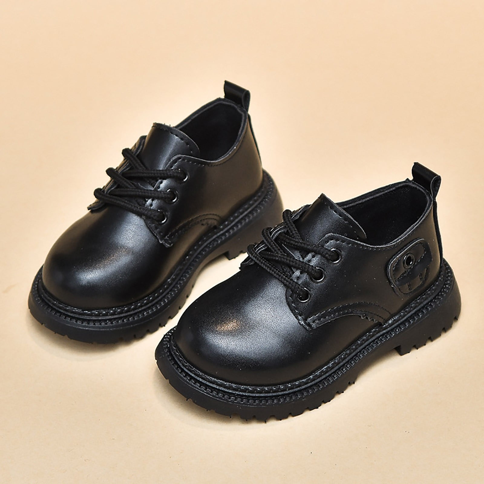 YOUSNH Boys Girls Dress Shoes Hook and Loop Kids School Formal Casual for Toddler Little Kid Leather Shoes Kids Shoes Black 11.5