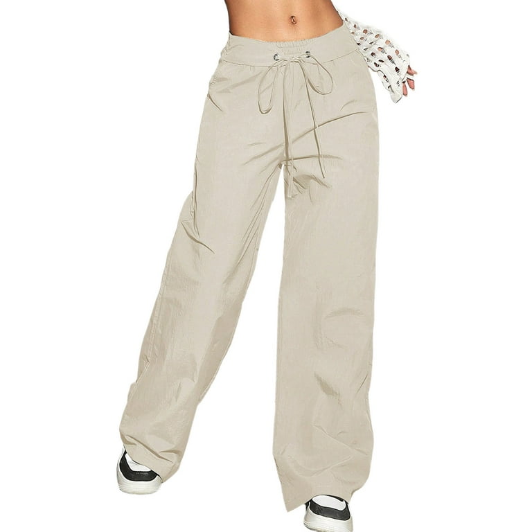 Women's Cargo Trousers Beige High Waist Plain Sports Trousers Jogging  Bottoms Women with Drawstring and Pockets Girls Fabric Trousers Casual Plus  Size Slim Fit Teenagers for Leisure Outdoor Jogger : : Fashion